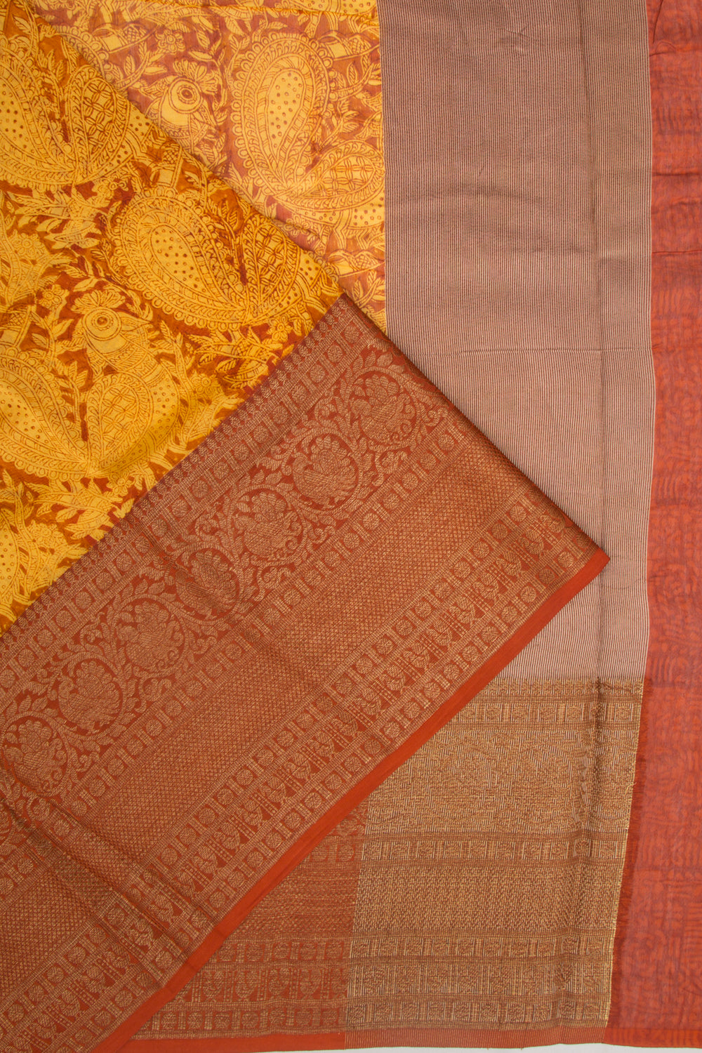 Chanderi Cotton Printed Yellow Saree