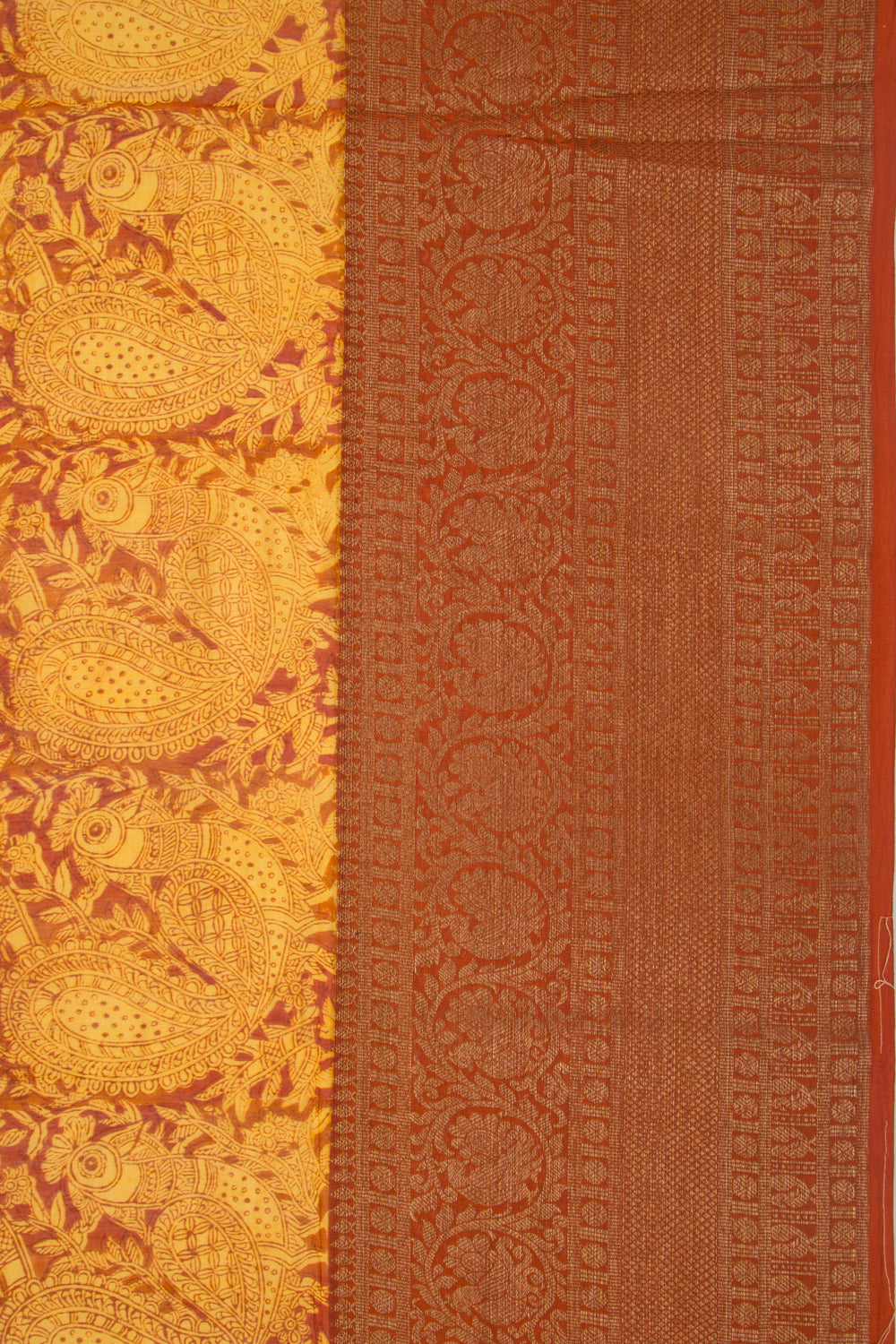 Chanderi Cotton Printed Yellow Saree