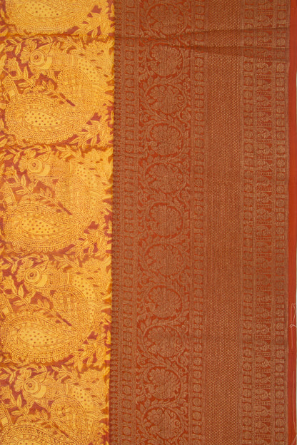 Chanderi Cotton Printed Yellow Saree
