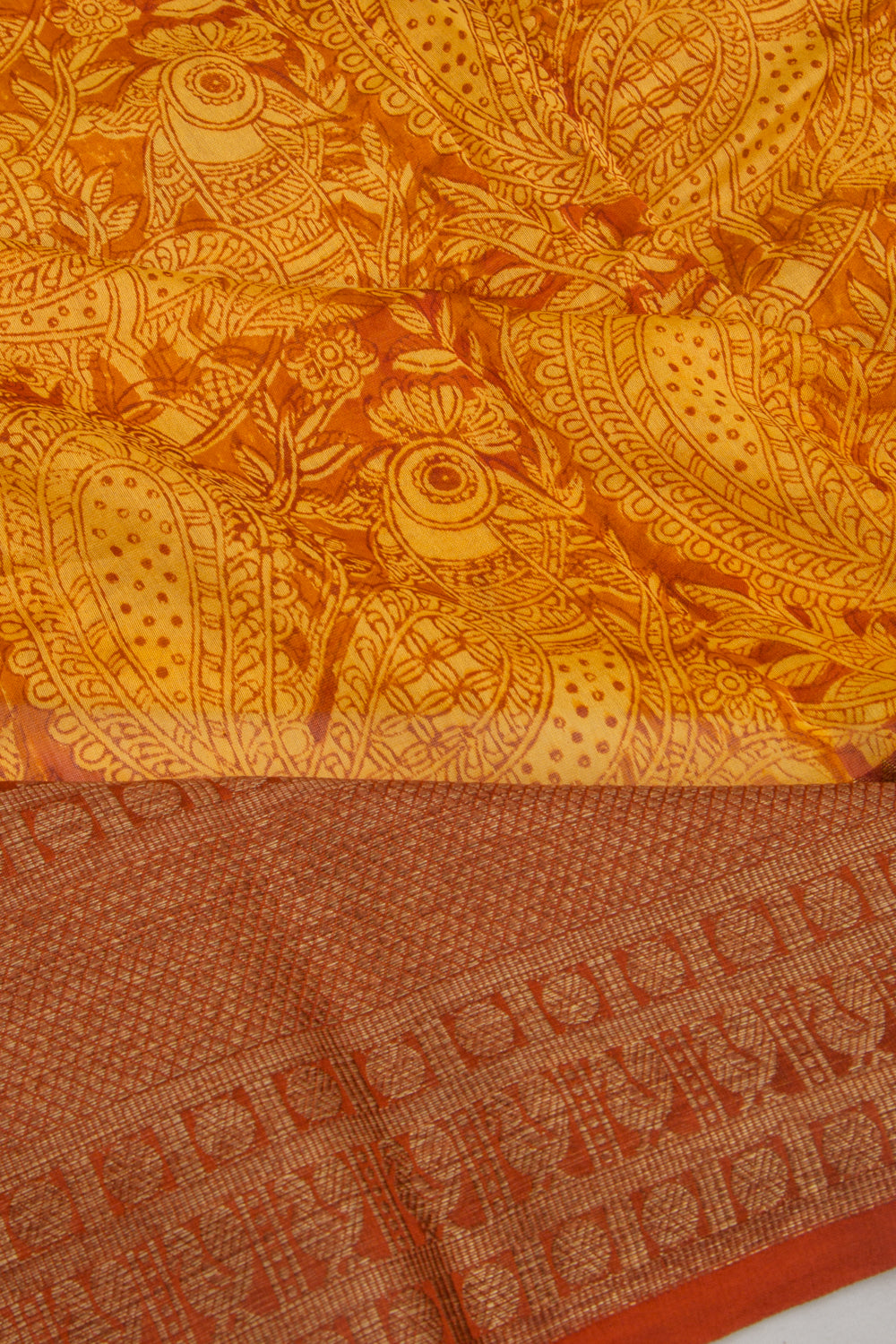 Chanderi Cotton Printed Yellow Saree