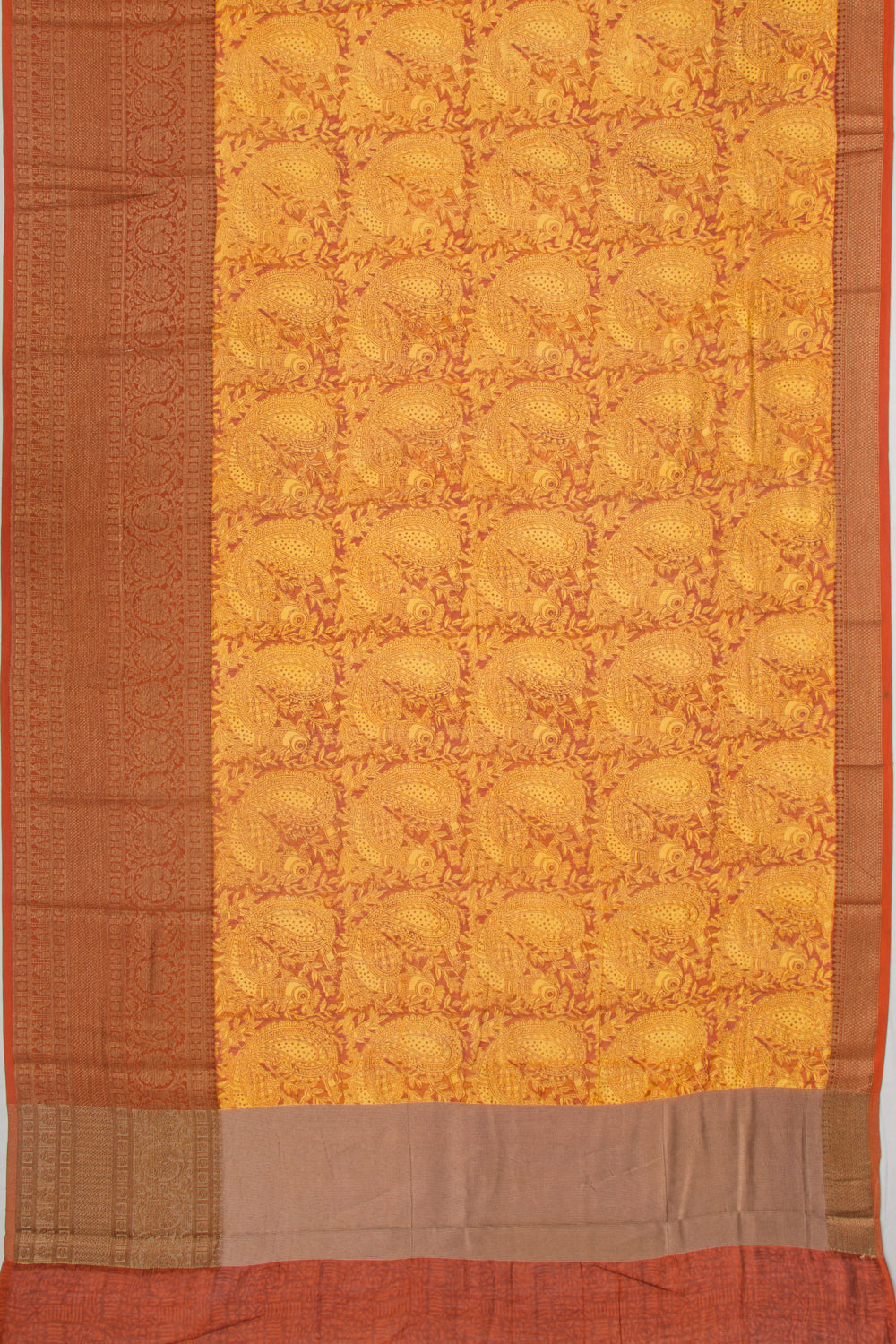 Chanderi Cotton Printed Yellow Saree