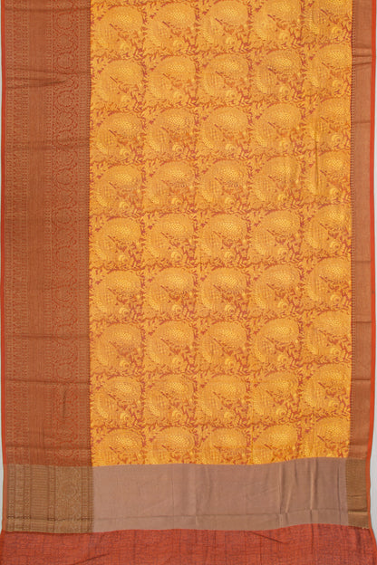 Chanderi Cotton Printed Yellow Saree
