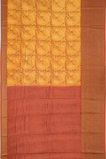 Chanderi Cotton Printed Yellow Saree