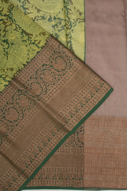 Chanderi Cotton Printed Green Saree