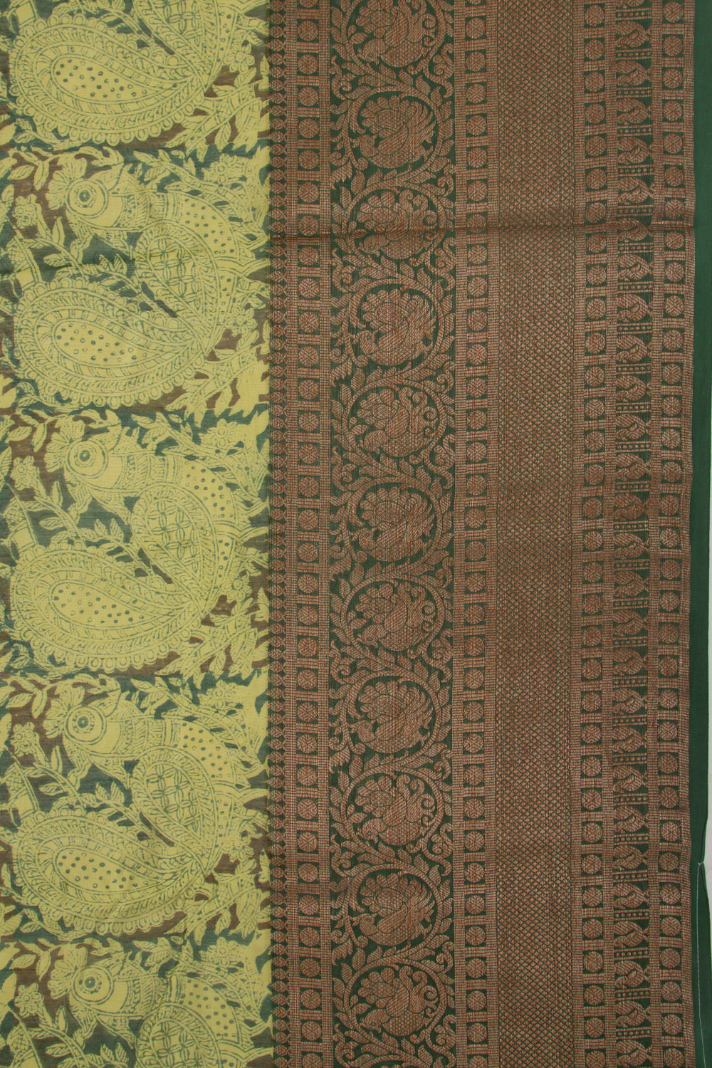 Chanderi Cotton Printed Green Saree