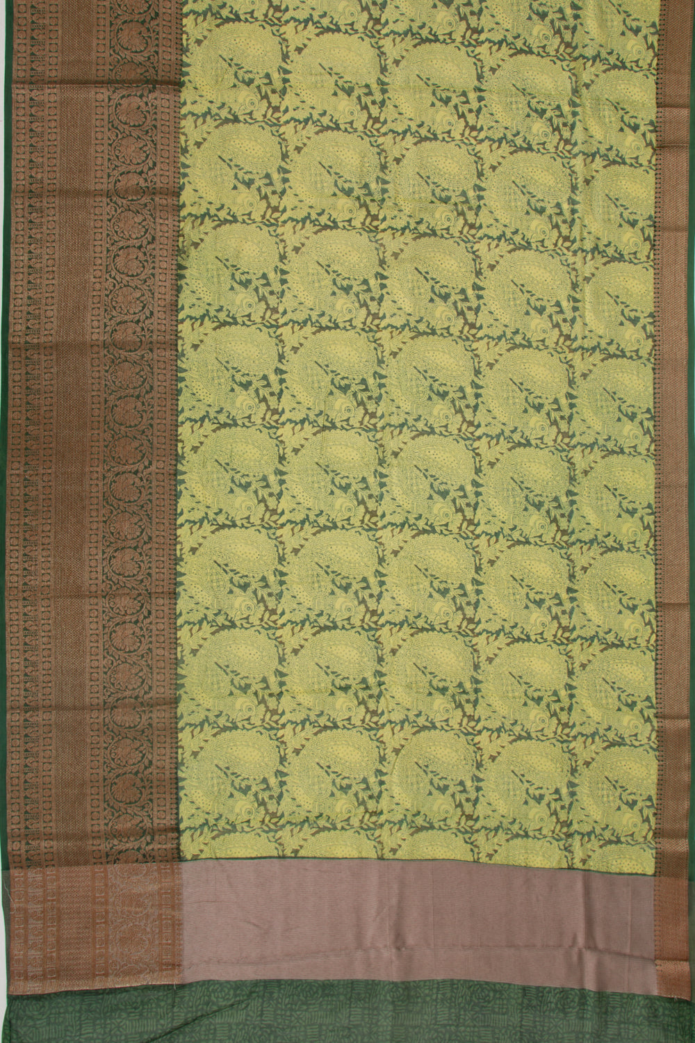 Chanderi Cotton Printed Green Saree