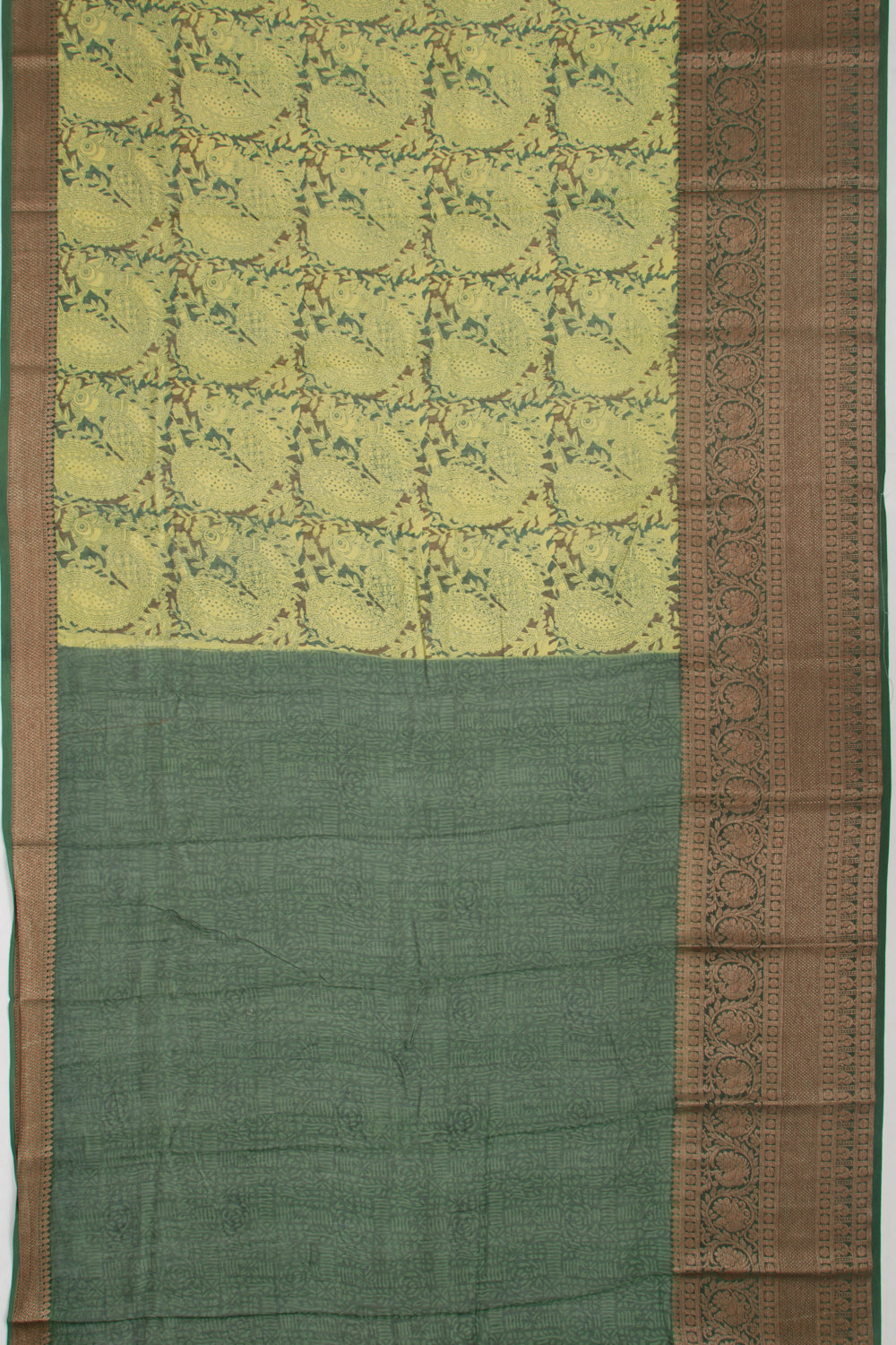 Chanderi Cotton Printed Green Saree
