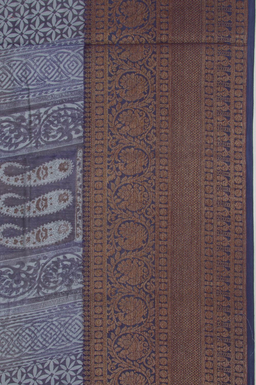 Chanderi Cotton Printed Dark Blue Saree