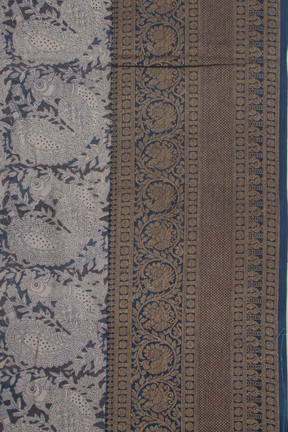 Chanderi Cotton Printed Dark Blue Saree