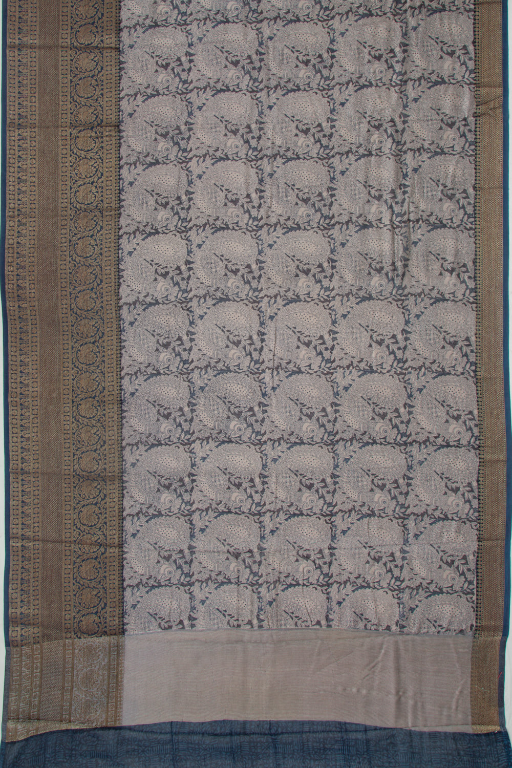 Chanderi Cotton Printed Dark Blue Saree