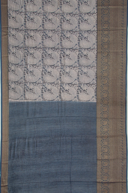 Chanderi Cotton Printed Dark Blue Saree