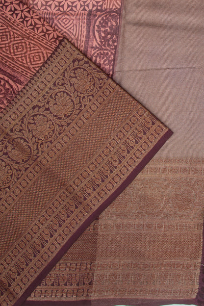 Chanderi Cotton Printed Pink Saree