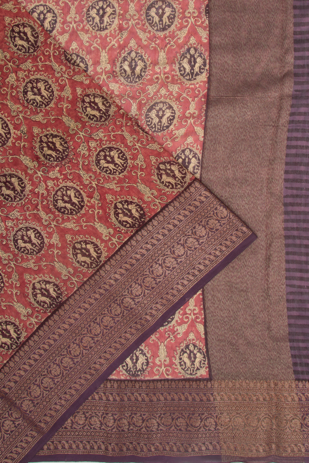 Chanderi Cotton Printed Maroon Saree