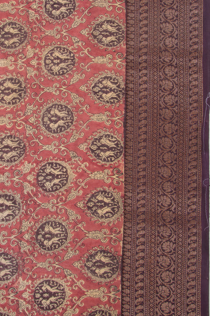 Chanderi Cotton Printed Maroon Saree