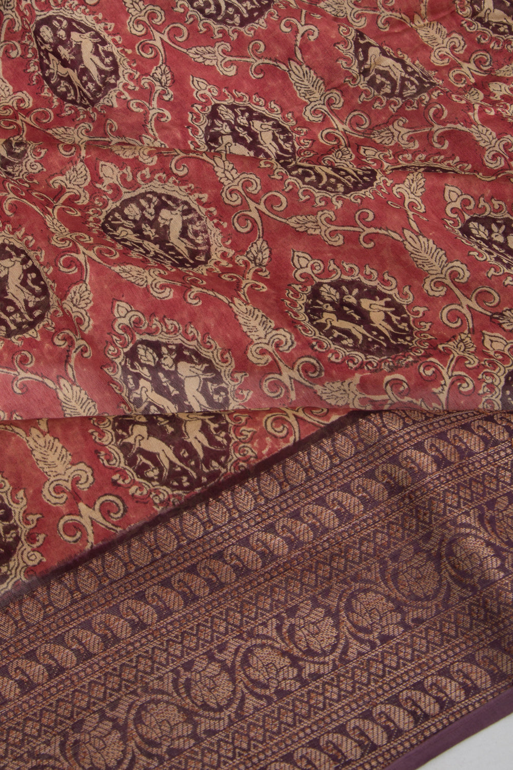 Chanderi Cotton Printed Maroon Saree