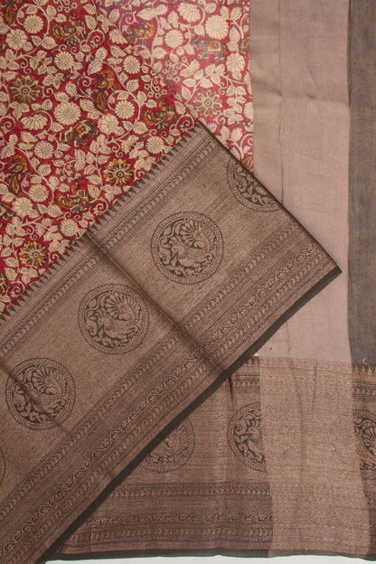 Chanderi Cotton Printed Red Saree