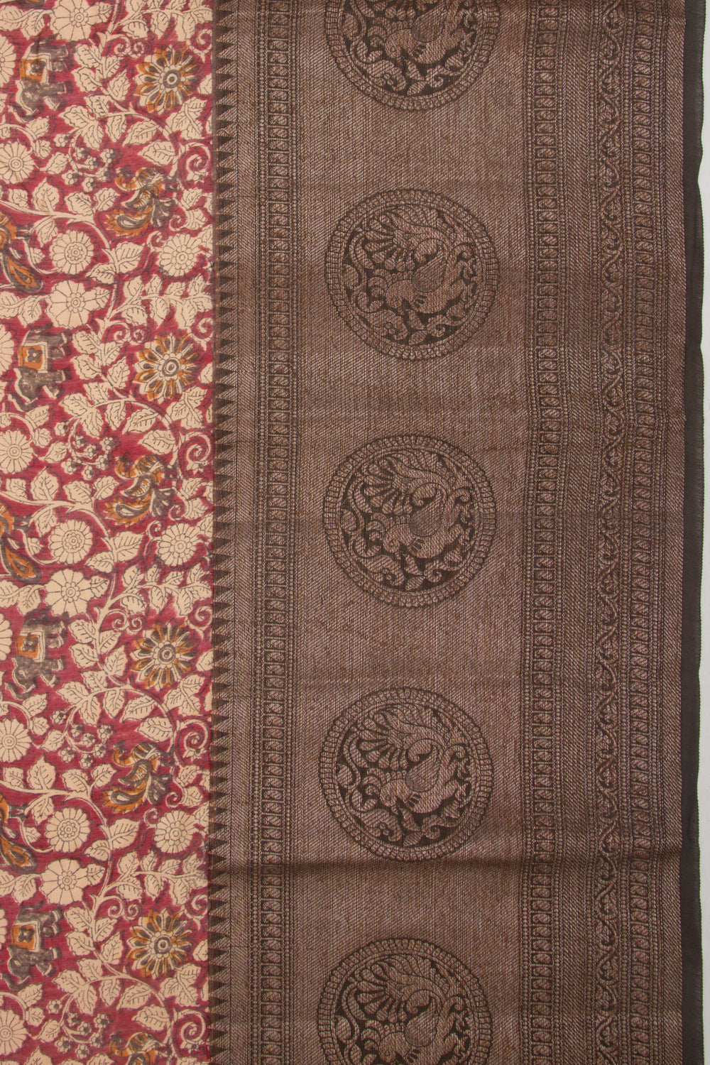 Chanderi Cotton Printed Red Saree