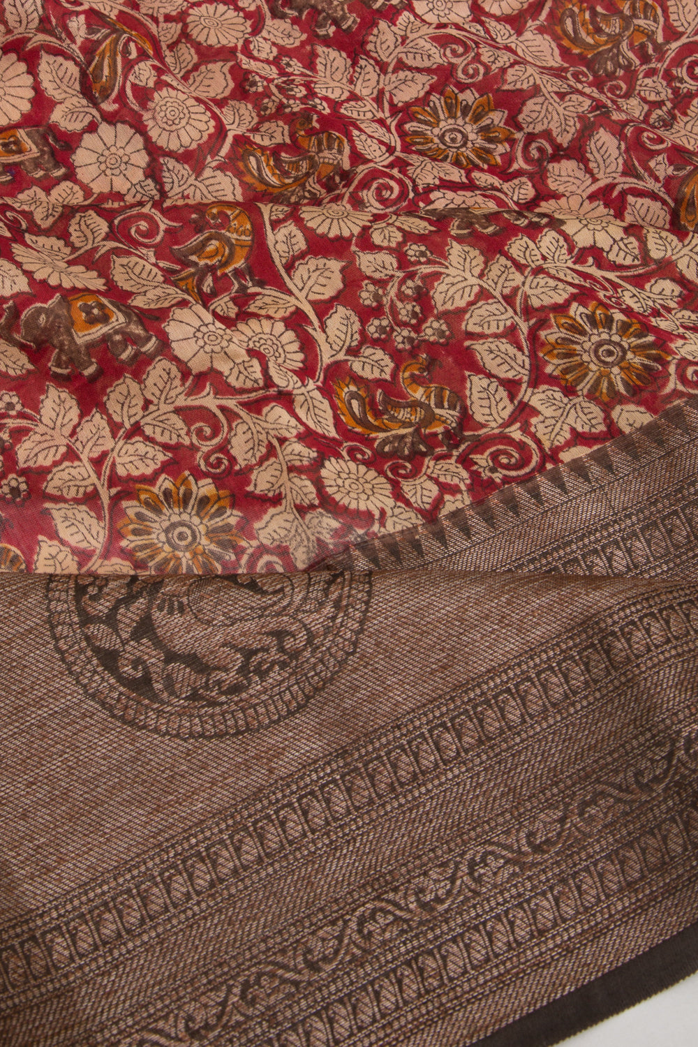 Chanderi Cotton Printed Red Saree