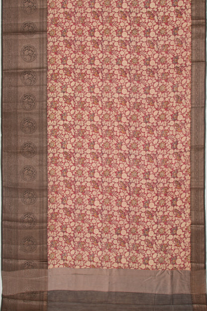 Chanderi Cotton Printed Red Saree