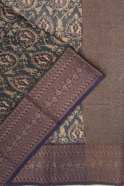 Chanderi Cotton Printed Blue Saree