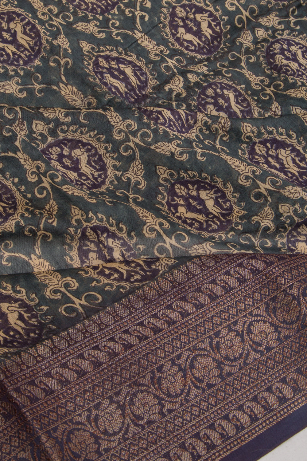 Chanderi Cotton Printed Blue Saree