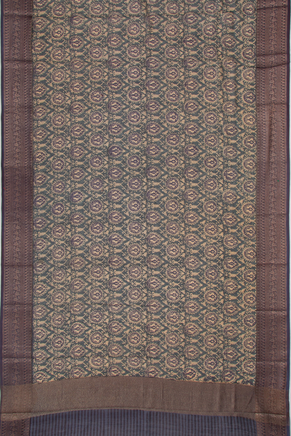 Chanderi Cotton Printed Blue Saree