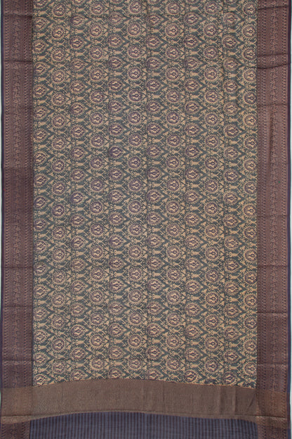 Chanderi Cotton Printed Blue Saree