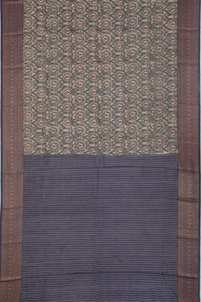 Chanderi Cotton Printed Blue Saree