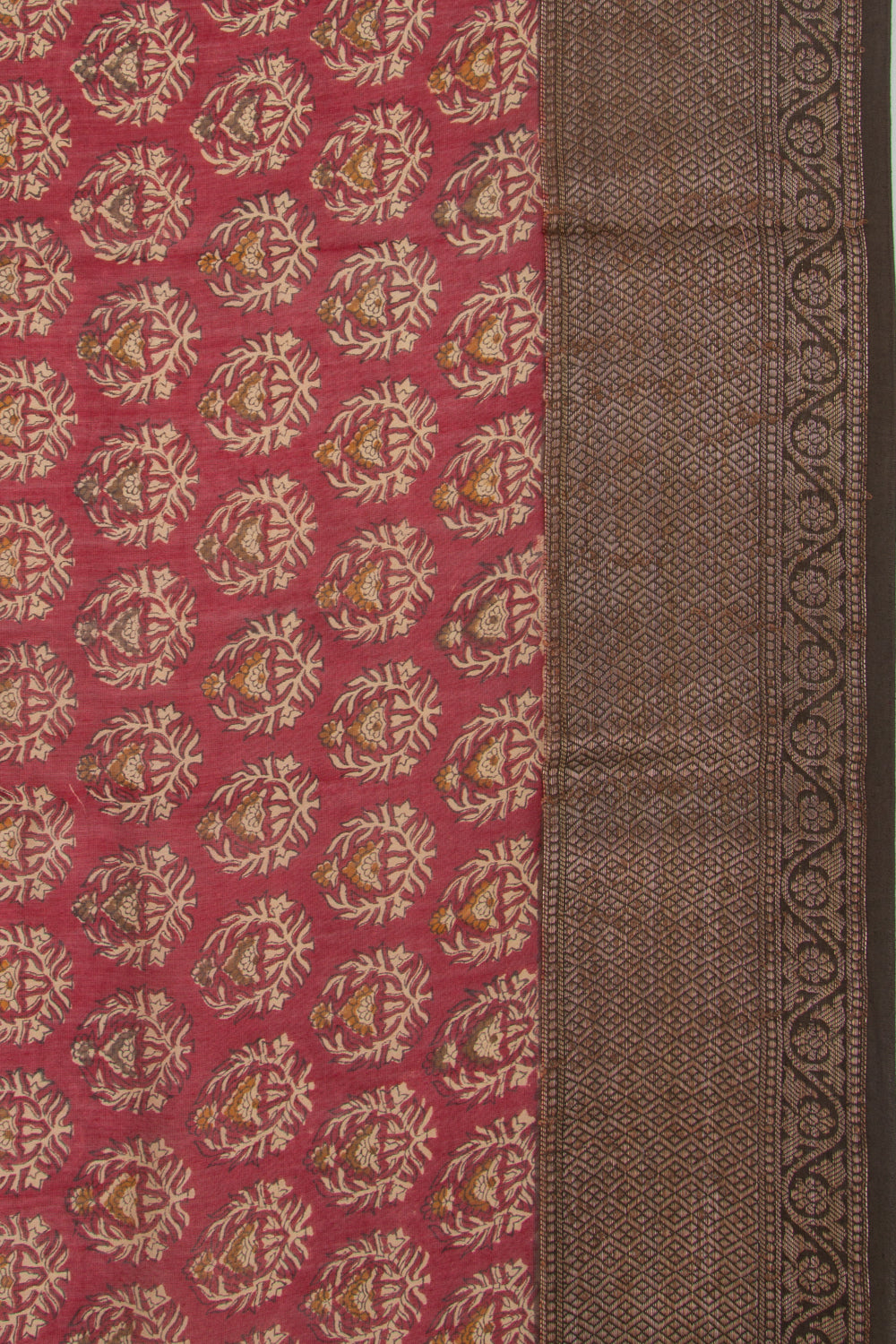 Chanderi Cotton Printed Maroon Saree