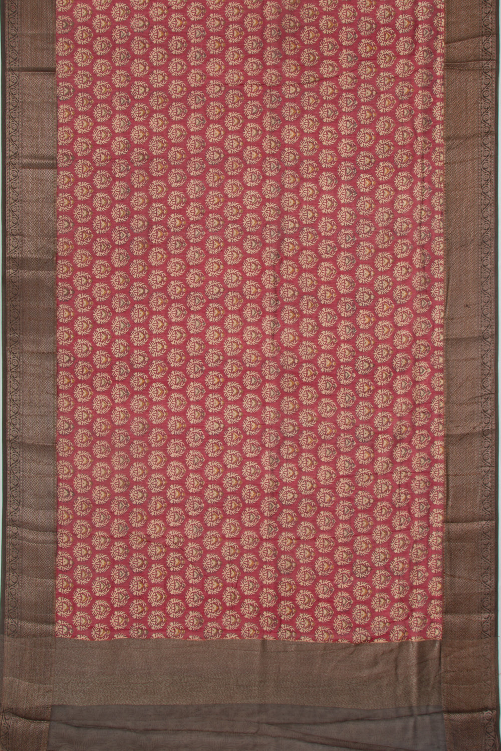 Chanderi Cotton Printed Maroon Saree