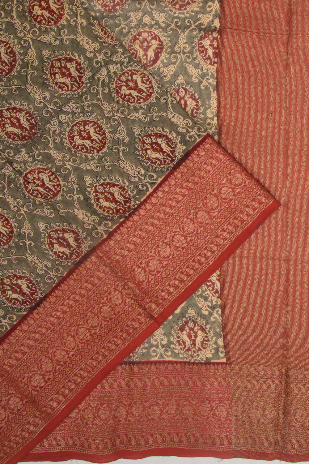 Chanderi Cotton Printed Green Saree