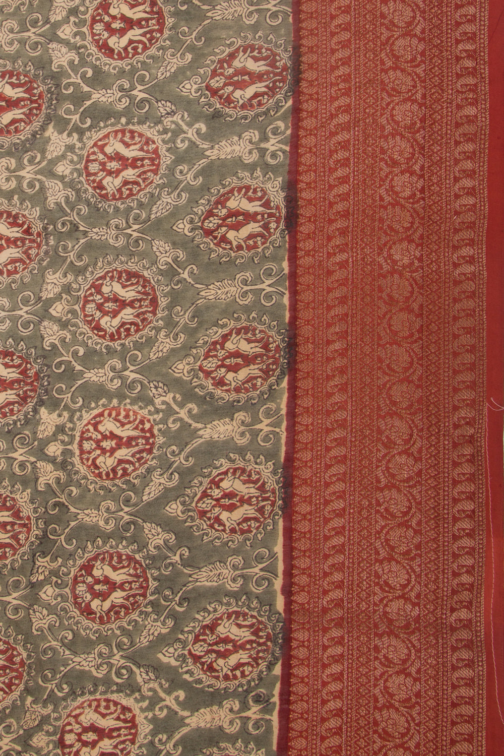 Chanderi Cotton Printed Green Saree