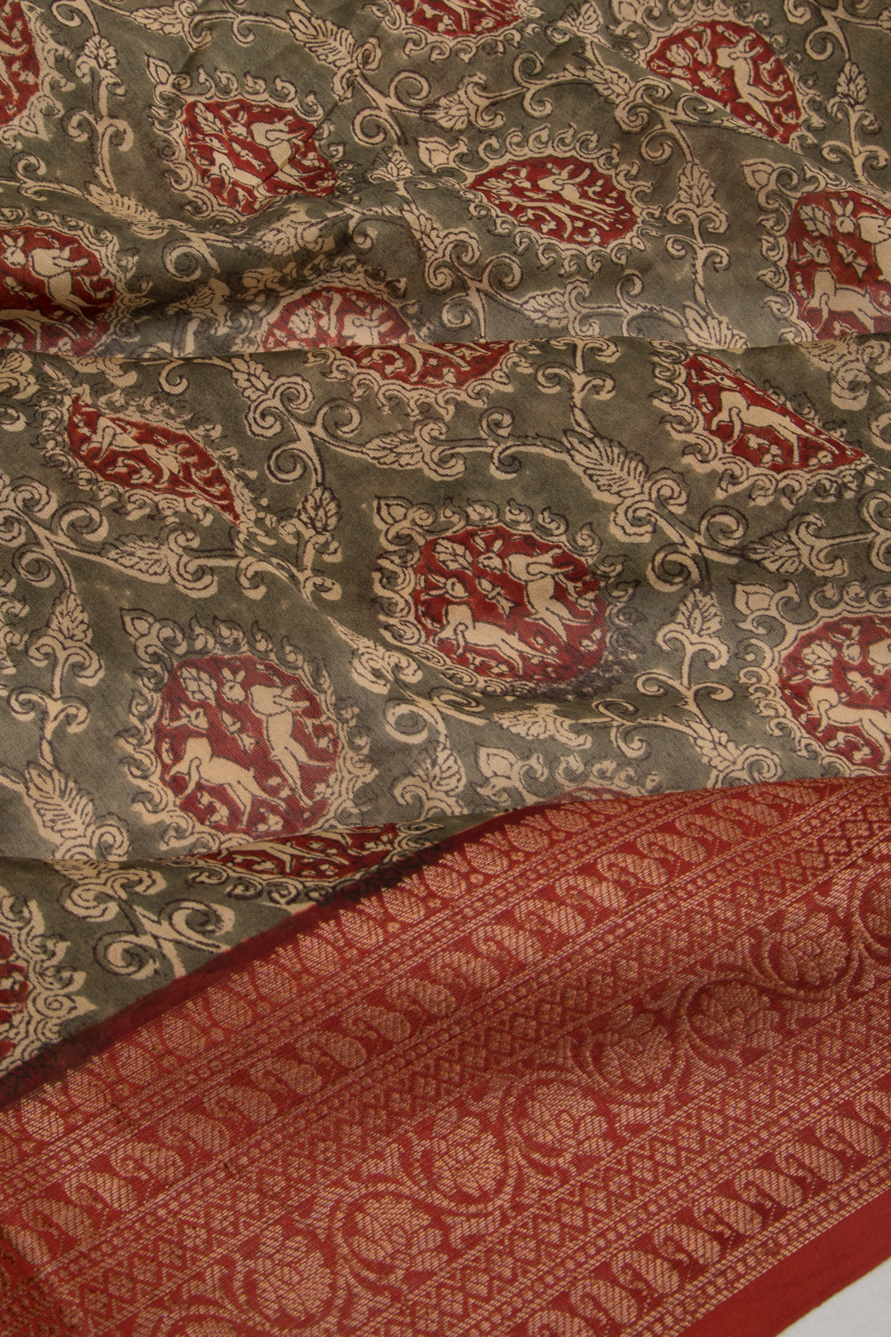 Chanderi Cotton Printed Green Saree