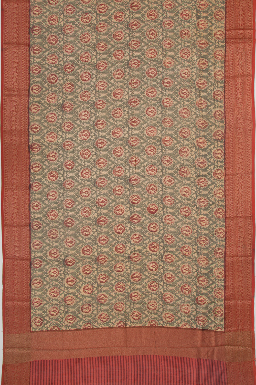 Chanderi Cotton Printed Green Saree