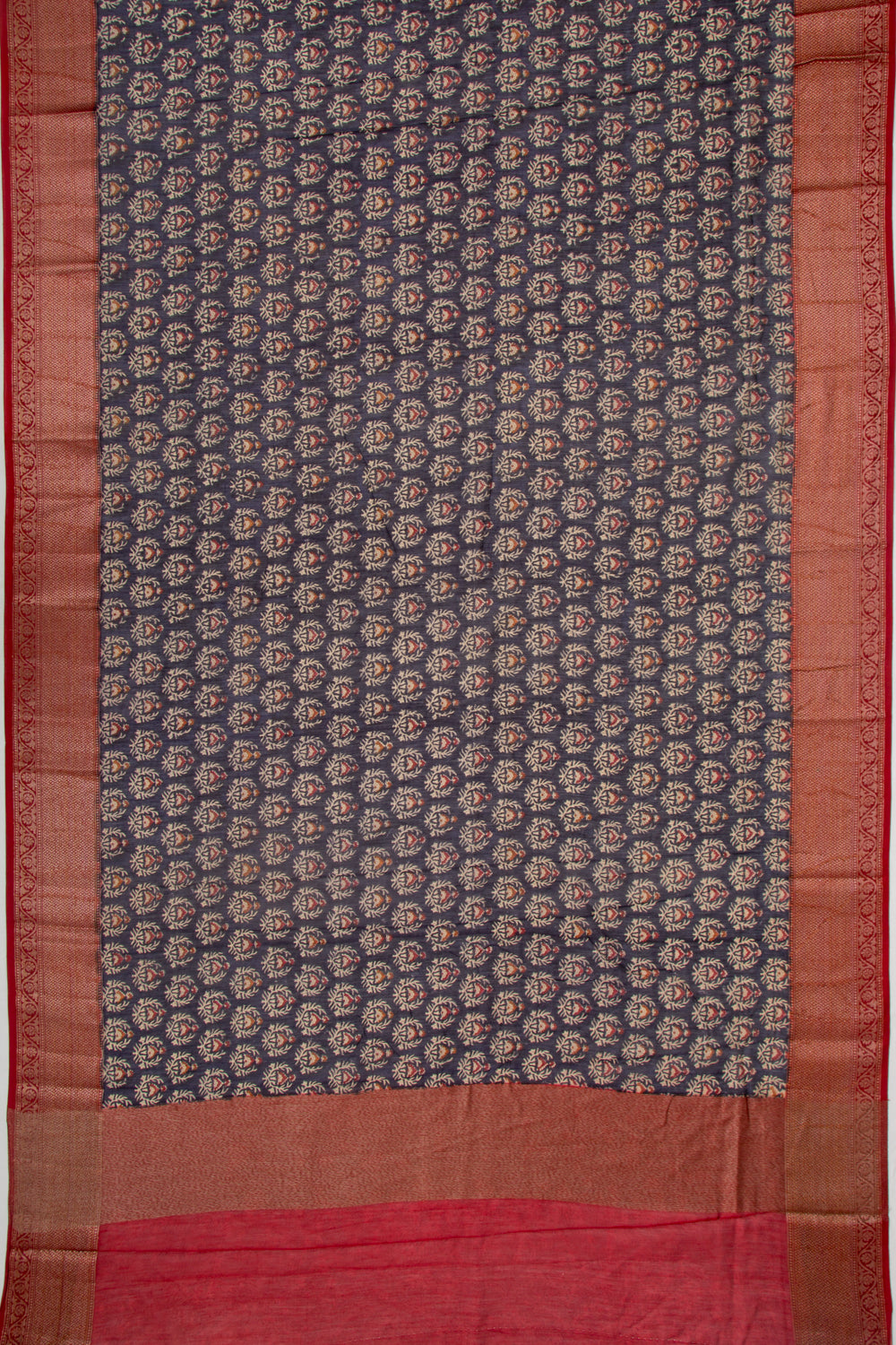 Chanderi Cotton Floral Printed Dark Blue Saree