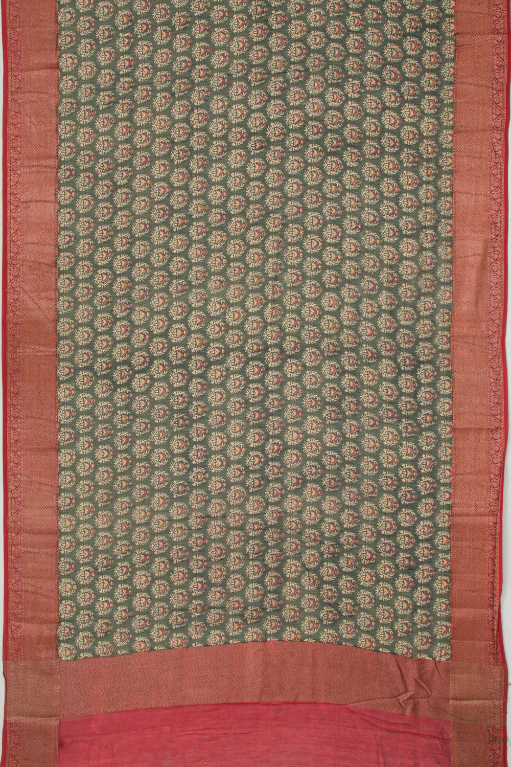 Chanderi Cotton Printed Green Saree