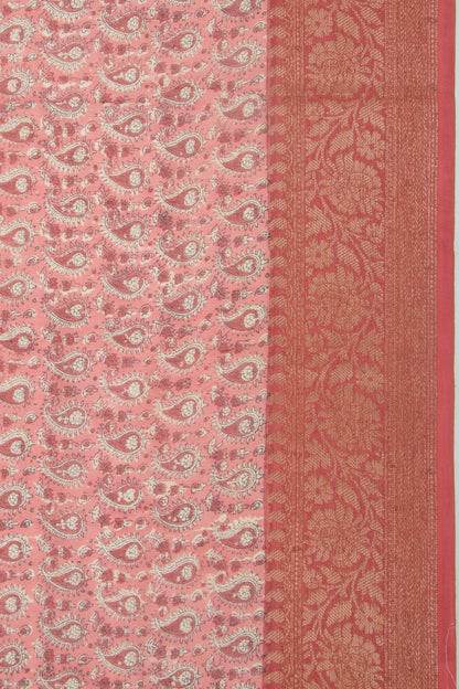 Chanderi Silk Printed Pink Saree