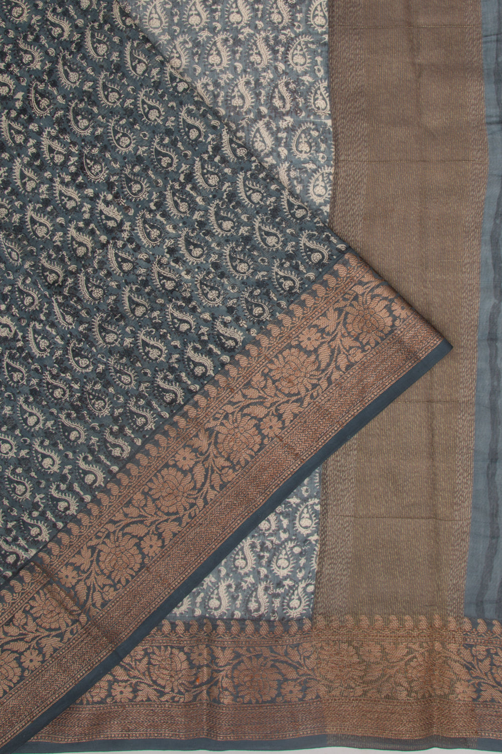 Chanderi Cotton Printed Blue Saree