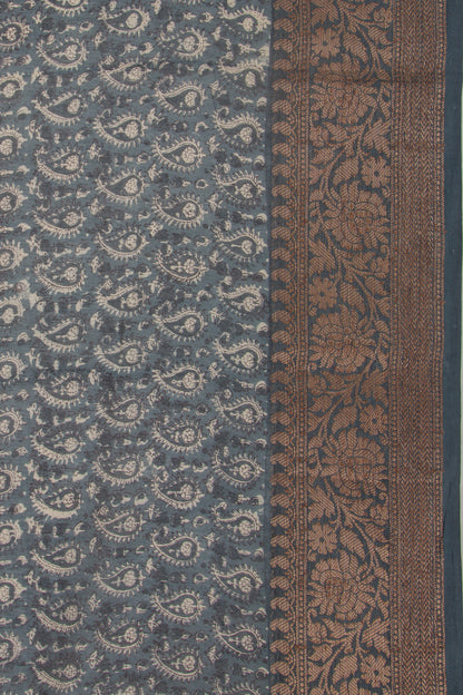 Chanderi Cotton Printed Blue Saree