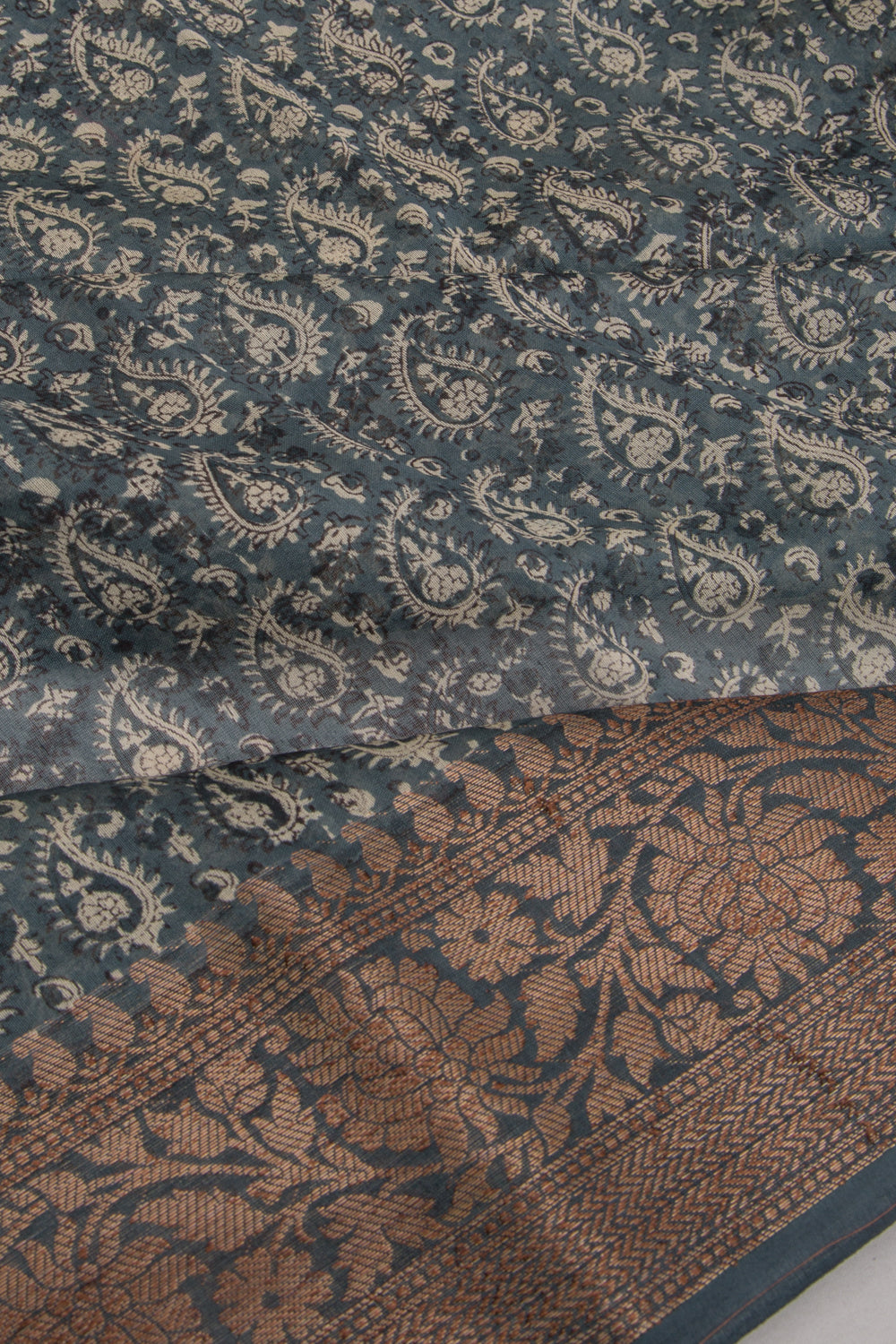 Chanderi Cotton Printed Blue Saree