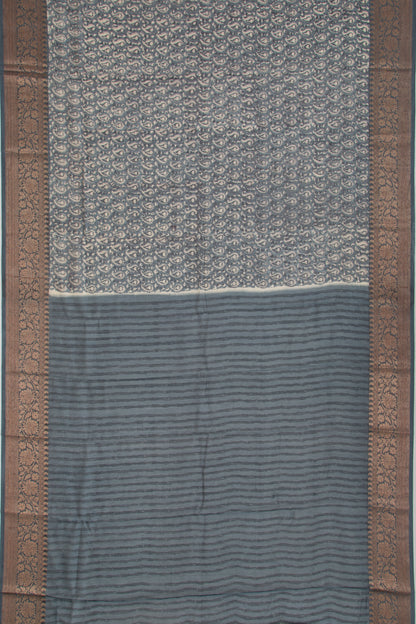 Chanderi Cotton Printed Blue Saree