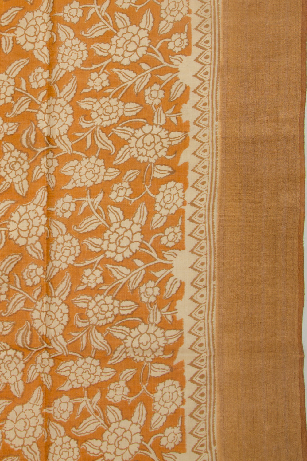 Soft Tussar Floral Printed Mustard Yellow Saree