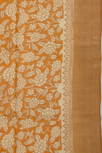 Soft Tussar Floral Printed Mustard Yellow Saree