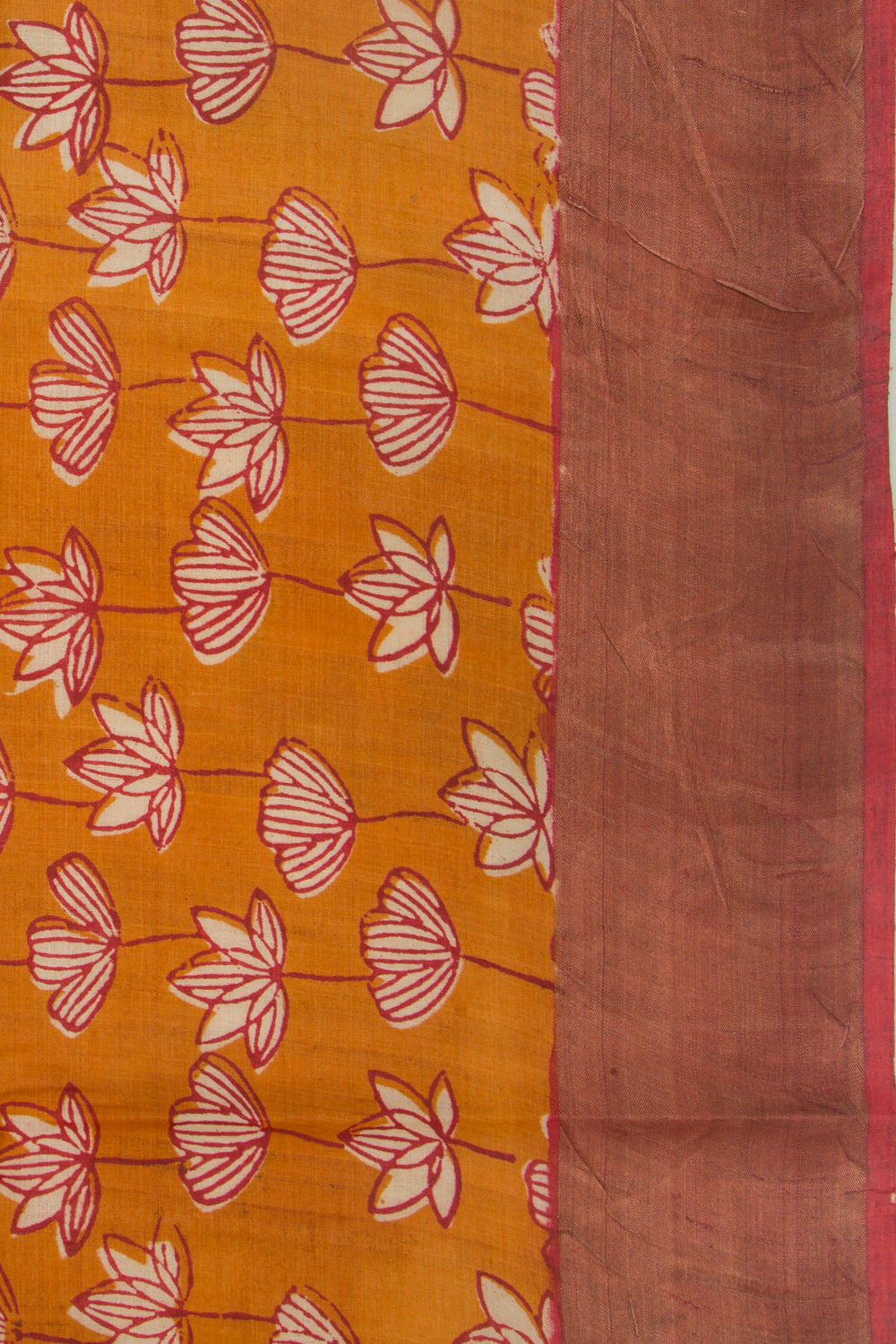 Soft Tussar Floral Printed Mustard Yellow Saree