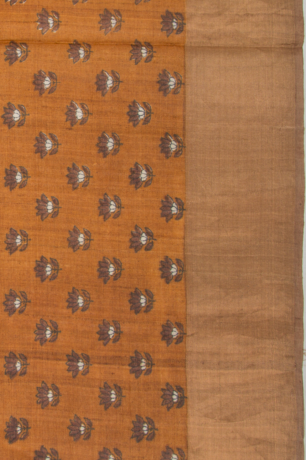 Tussar Floral Printed Mustard Yellow Saree