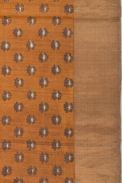 Tussar Floral Printed Mustard Yellow Saree