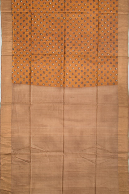 Tussar Floral Printed Mustard Yellow Saree