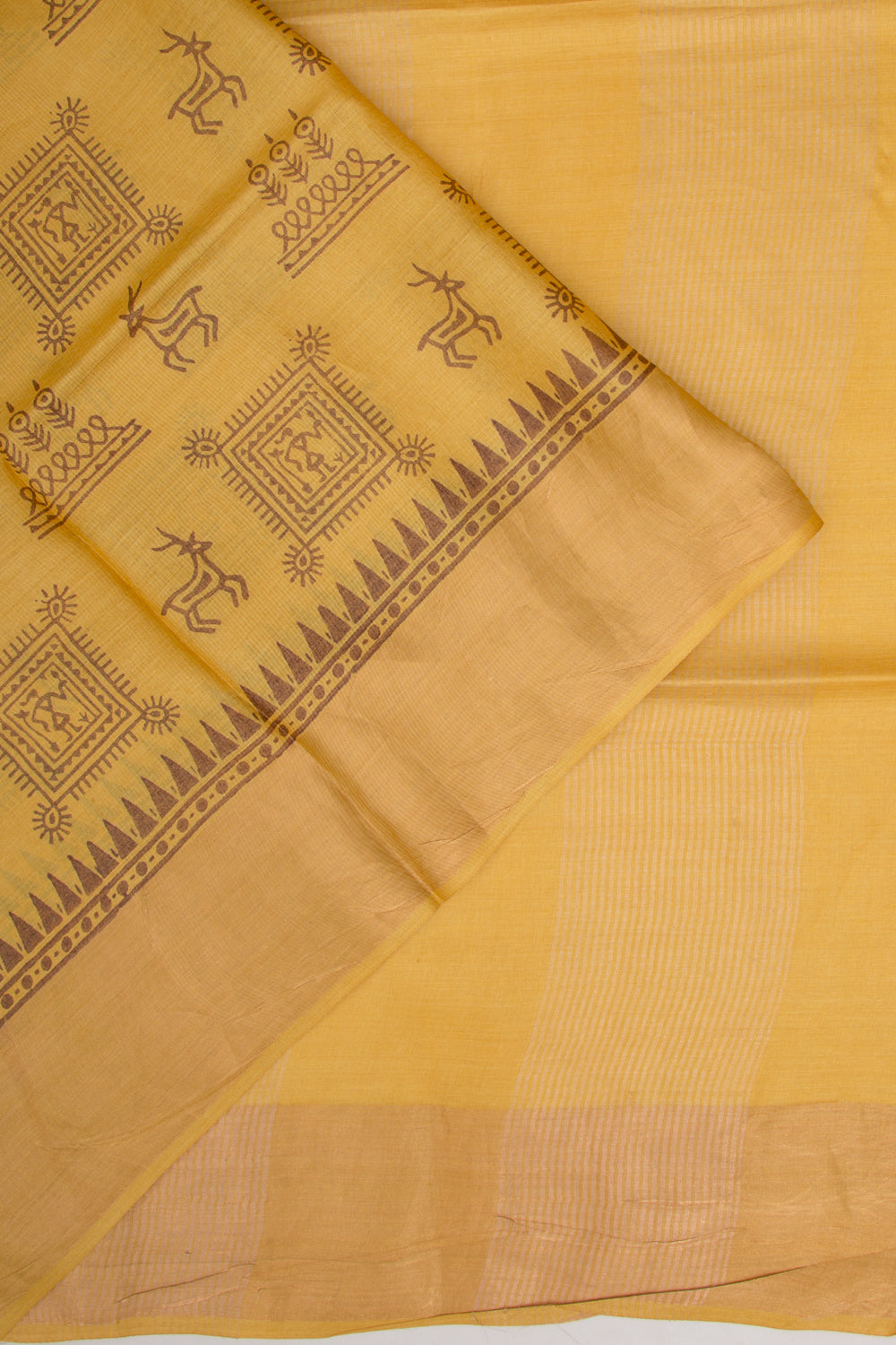 Soft Tussar Printed Yellow Saree