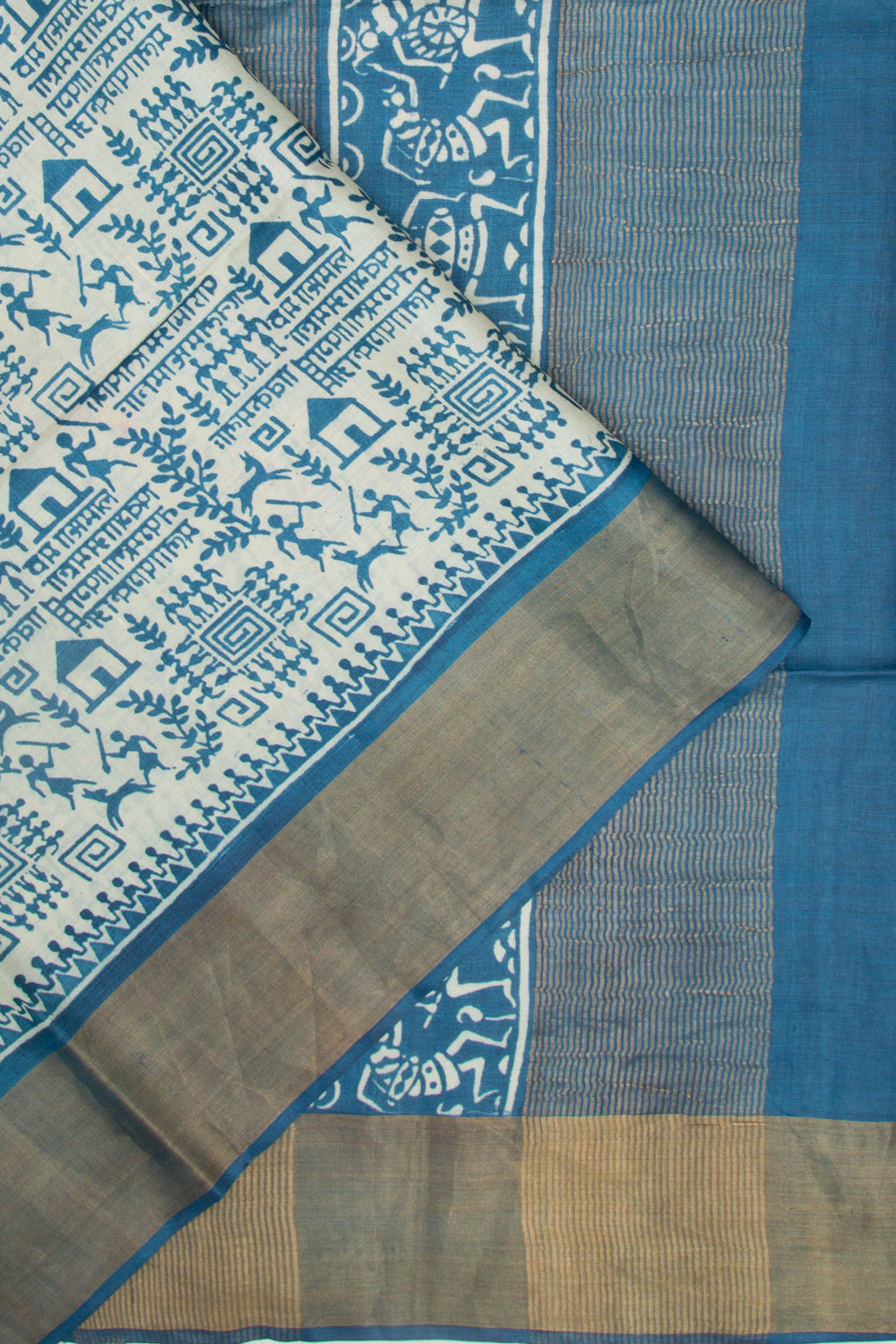 Soft Tussar Printed White Saree