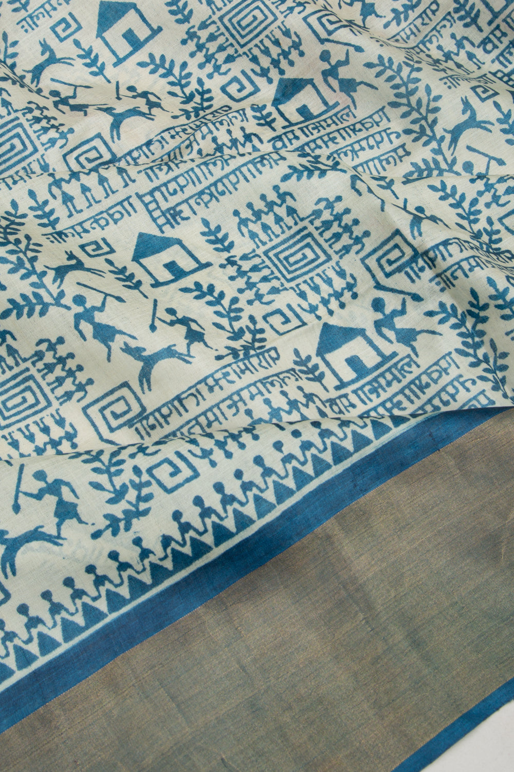 Soft Tussar Printed White Saree